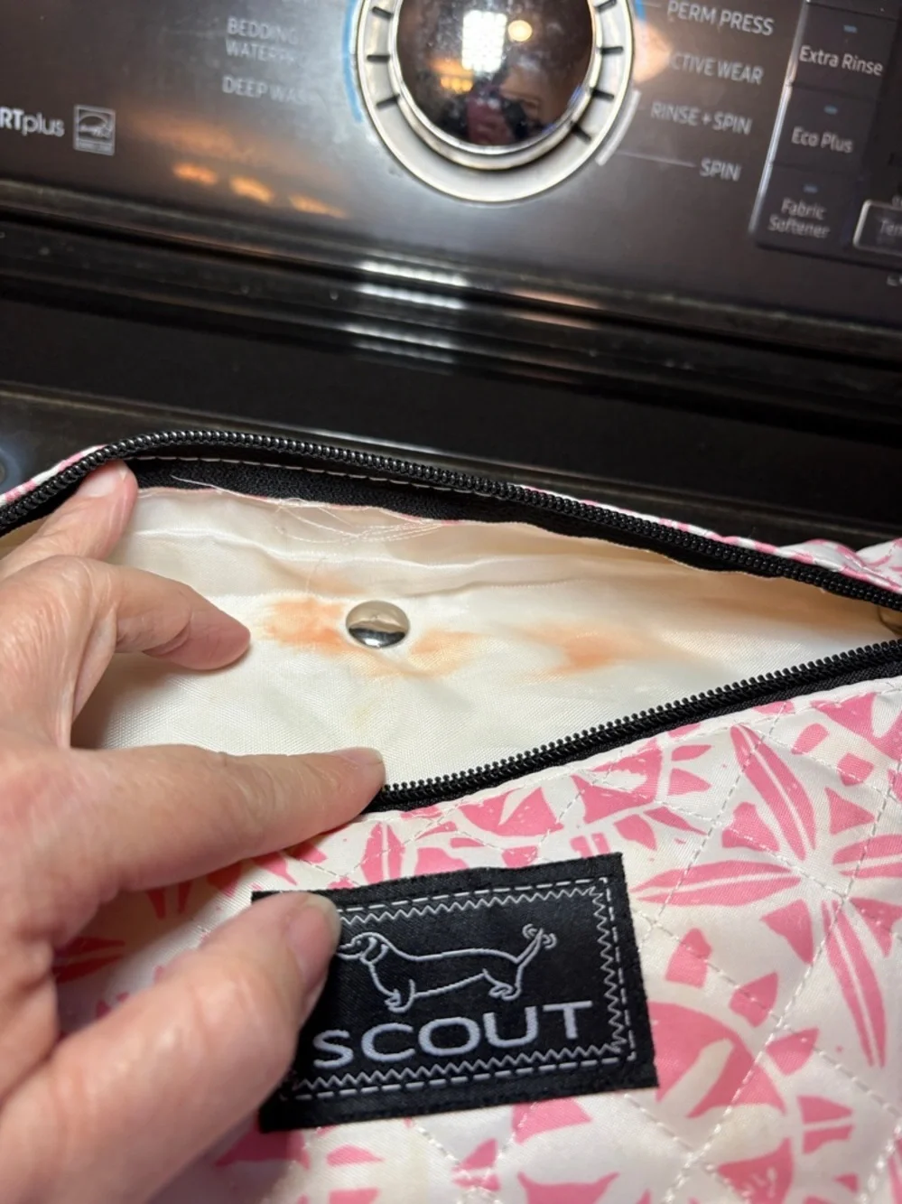 Scout Pink/White Lined Cosmetic Bag